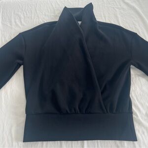 SPANX Black Wrap Front Pullover Top